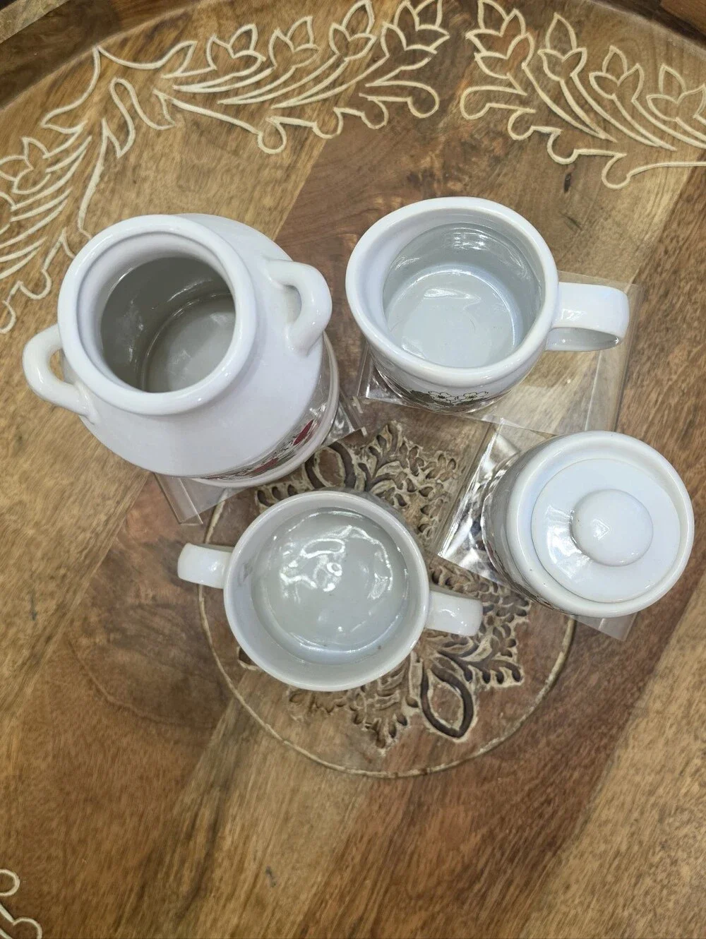 Vintage McCoy Pottery Strawberry Country 4pc Creamer Sugar Milk Jug Set 1970s